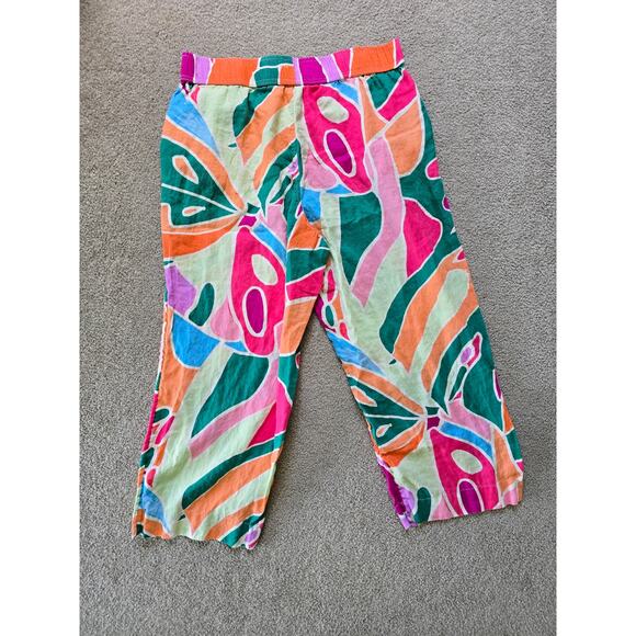 Christian Siriano Linen Wide Leg Bold Tropical Abstract Maximalist Pants Size XL - Picture 4 of 4